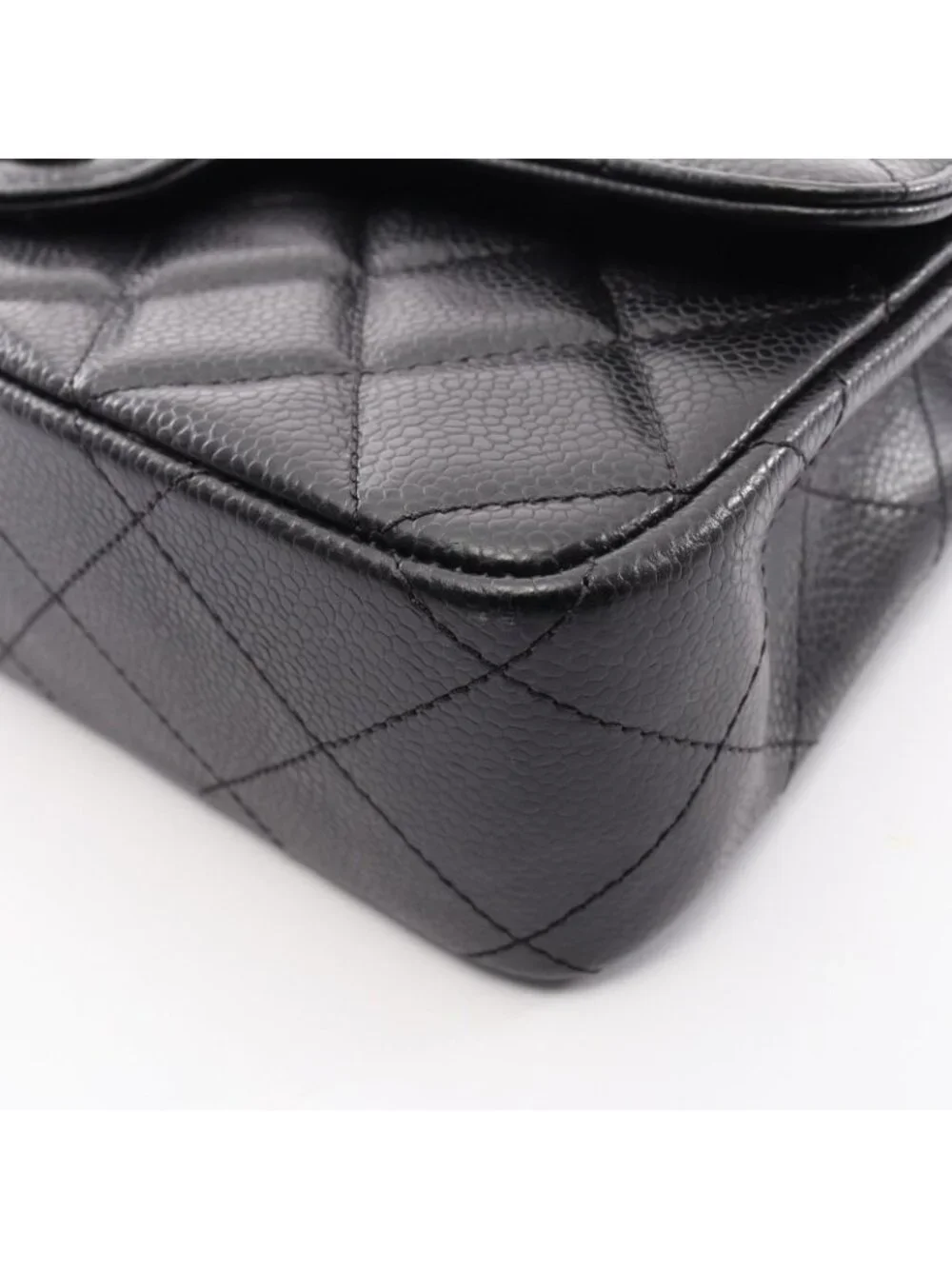 Chanel Shoulder Bag Quilted Single Flap Plastic Chain Black Caviar